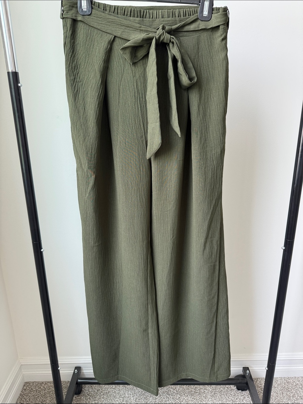 Grace Karin Olive Green Lightweight Crepe Wide-leg Pants